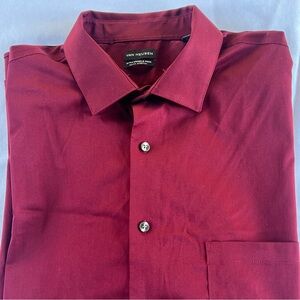 Van Heusen Men’s Dark Red Ultra Wrinkle Free Big Fit Stretch Size 18 34/35
